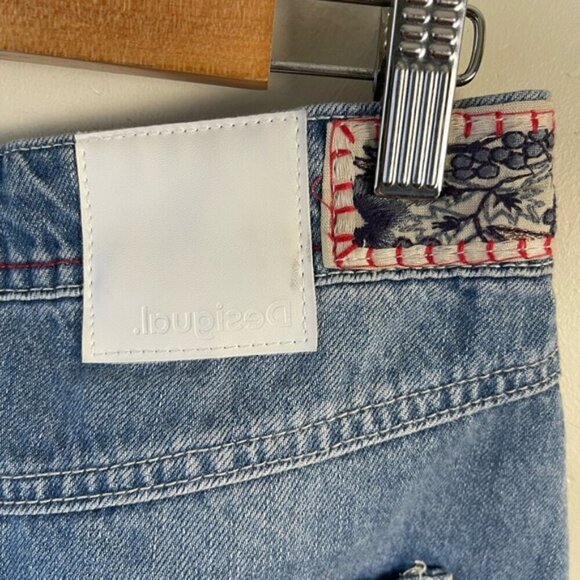 Desigual patchwork boho raw hem jean mini skirt size 28 - Picture 9 of 14